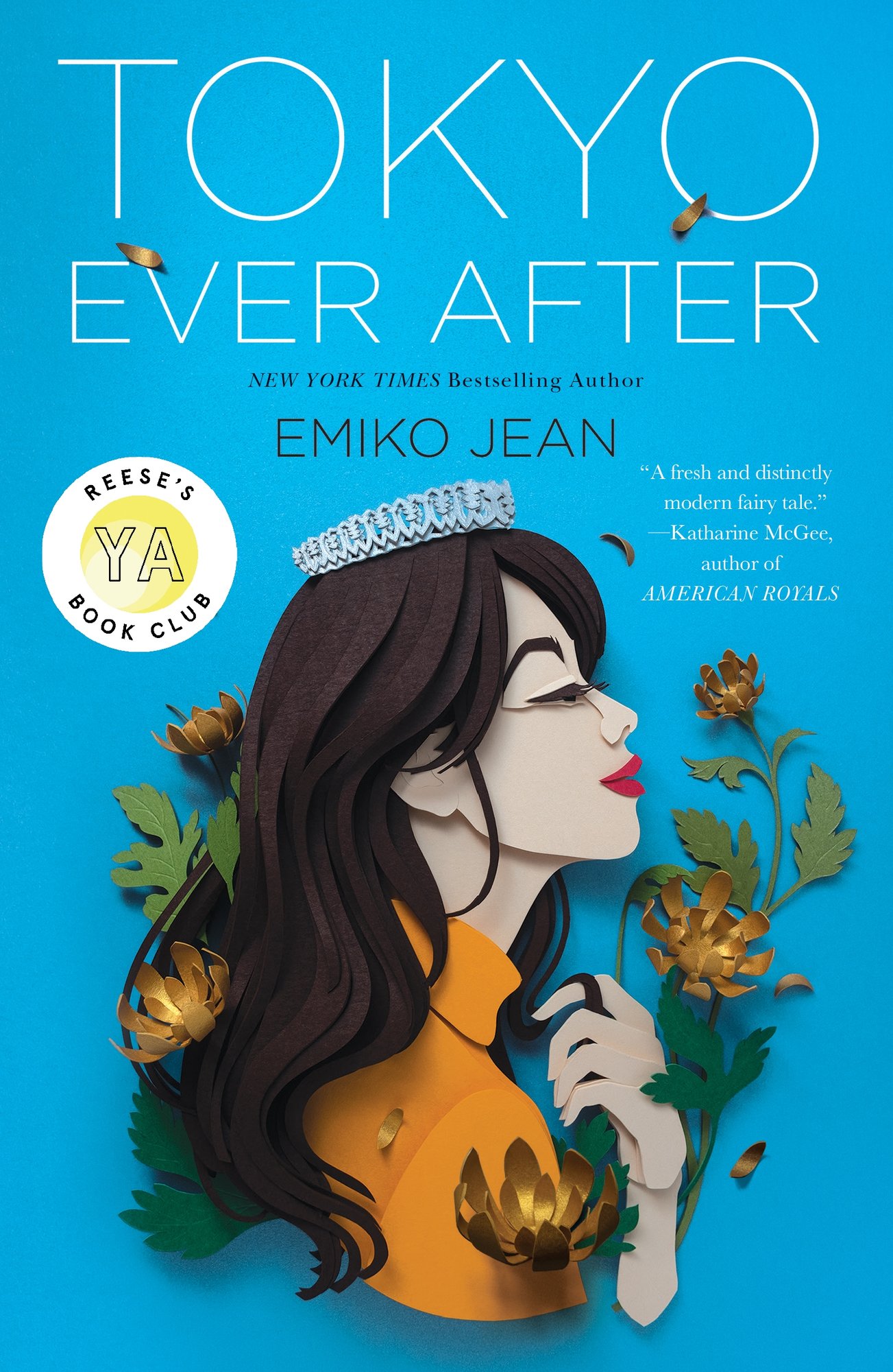 TOKYO EVER AFTER by Emiko Jean a romance book cover depicting an Asian woman in side profile smelling flowers.
