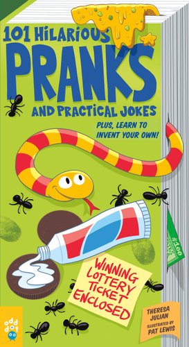 The cover is a lime green with food smudging the top the pages. A snake pops out of the side of the book. Ants crawl over the cover, and glue spills out onto what looks like candy. The title is in blue lettering at the top. The author's name is at the bottom in smaller lettering.