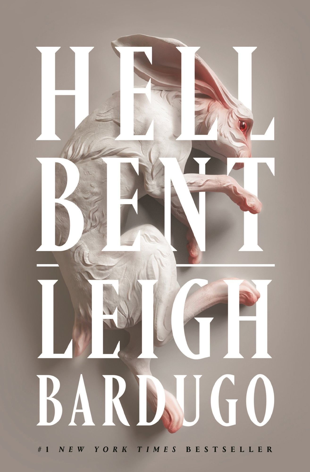 Hell Bent book cover featuring a white rabbit in the air behind the title against a neutral background.