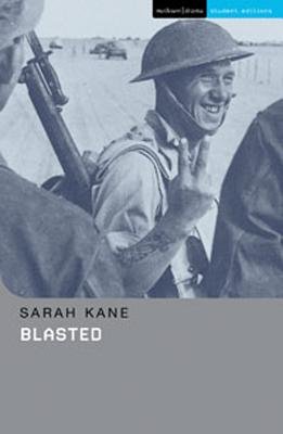 Blasted by Sarah Kane book cover, featuring the picture of a soldier smiling at the camera.