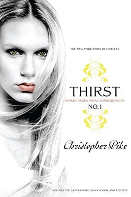 The Last Vampire, or Thirst No. 1, by Christopher Pike, white book cover depicting a female vampire with pale features and green eyes.