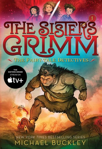 One large animated character is standing under the title, The Sisters Grimm: The Fairytale Detectives, with three more animated characters on top of the title.
