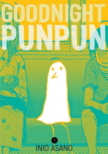 Good Night Punpun, manga book cover illustration of a white bird on a subway seat between a young boy and an older woman.