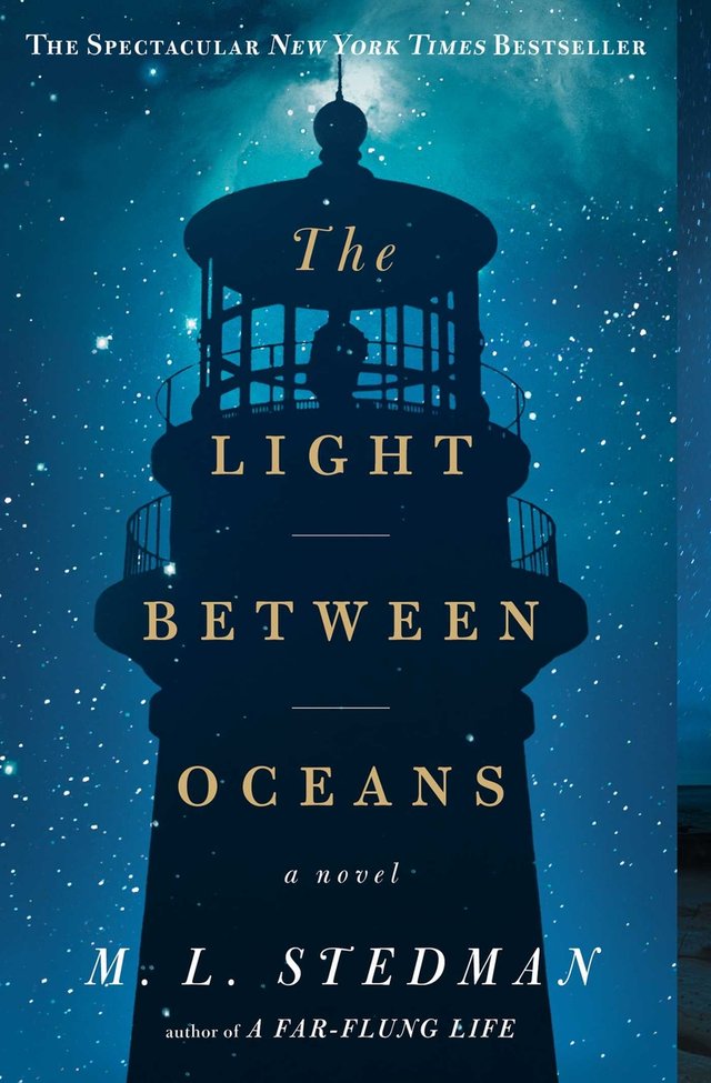 The Light Between Oceans by ML Stedman, book cover depicting a lighthouse silhouetted against a night sky