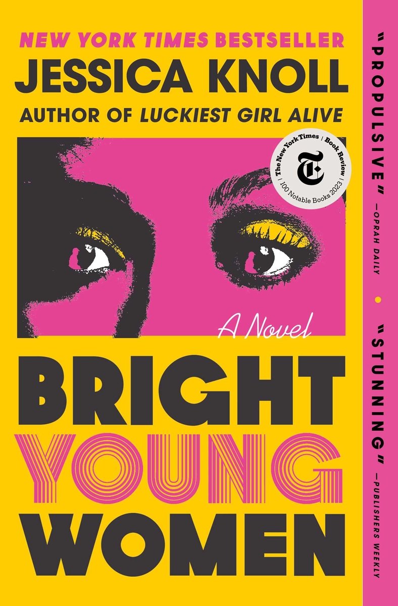 Bright Young Women cover by Jessica Knoll. A woman's eyes with bright yellow eyeshadow.
