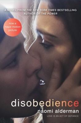 Book cover of "Disobedience" with a close-up of two women kissing with their eyes slightly open.