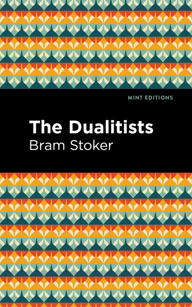 Book cover for The Dualitists by Bram Stoker featuring a repeating pattern of red and blue colors.