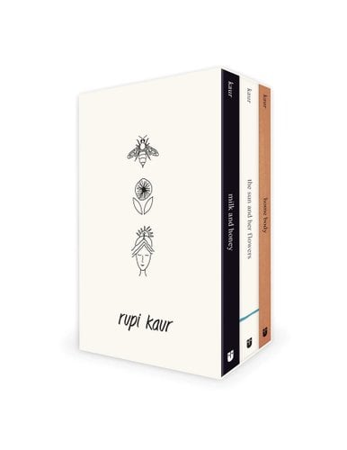 Rupi Kaur trilogy boxed set featuring milk and honey, the sun and her flowers, and home body.