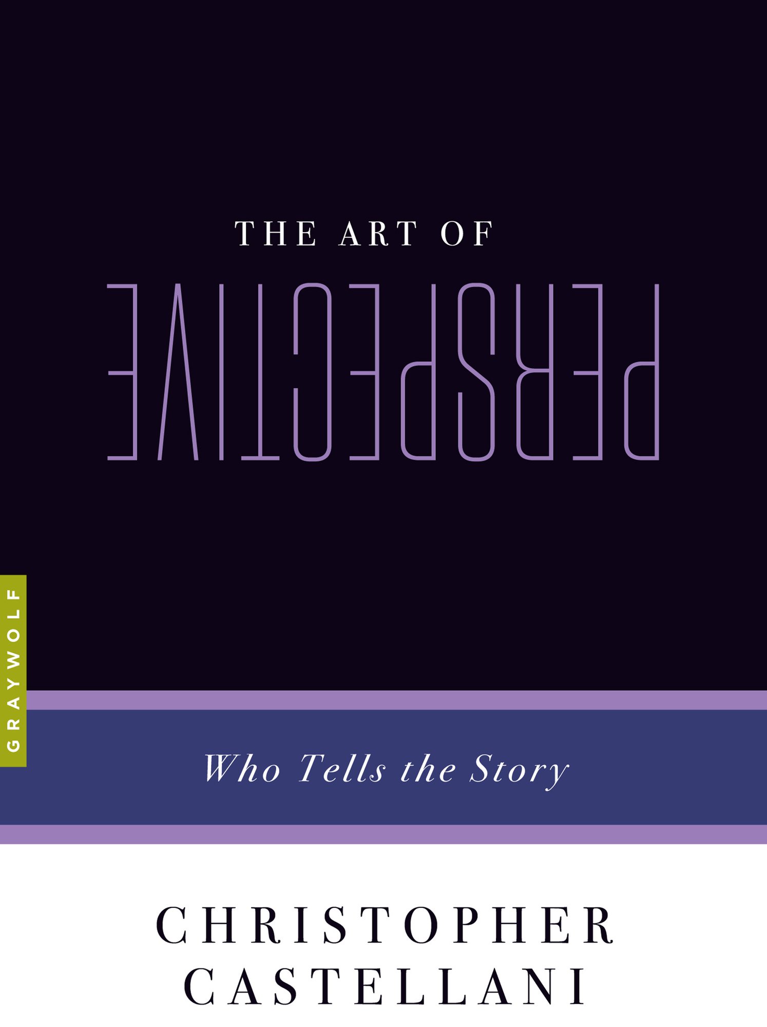 The Art of Perspective book cover depicts a black background. The word "Perspective" in the title is upside down and the bottom of the cover is white