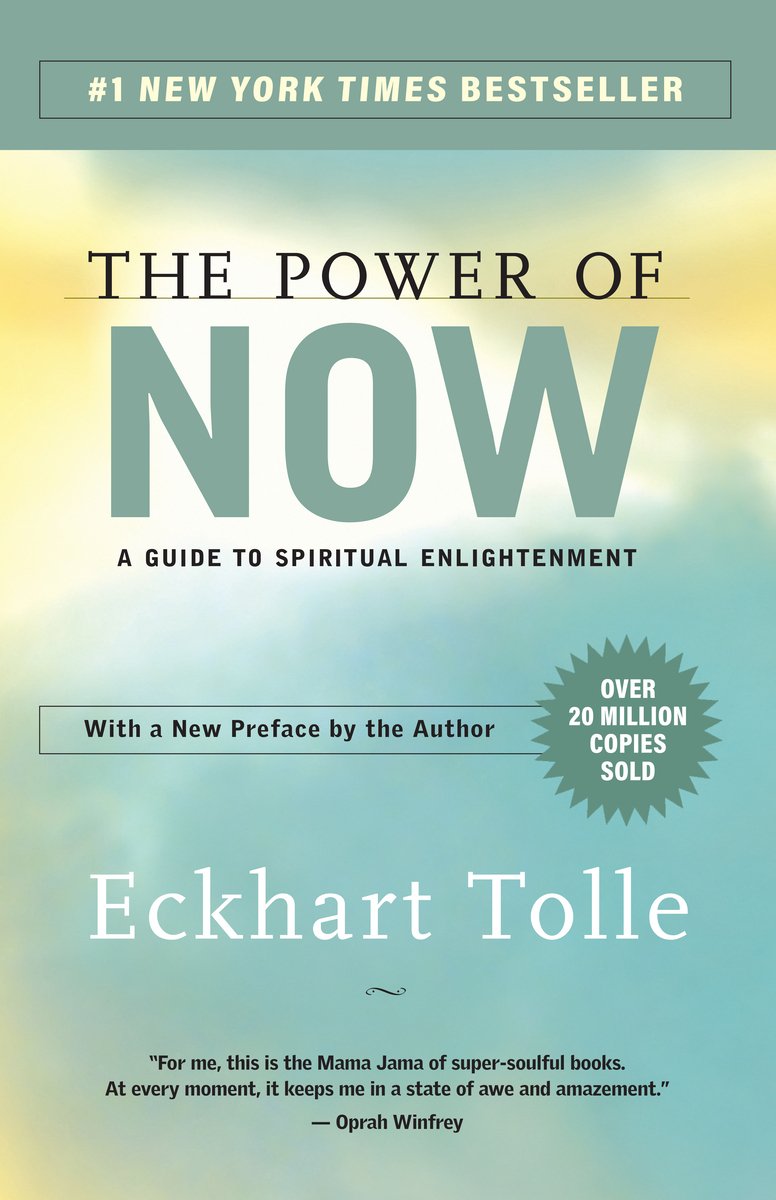 The Power of Now, a self-help book by Eckhard Tolle. The cover is a blue sky with white/yellow clouds.
