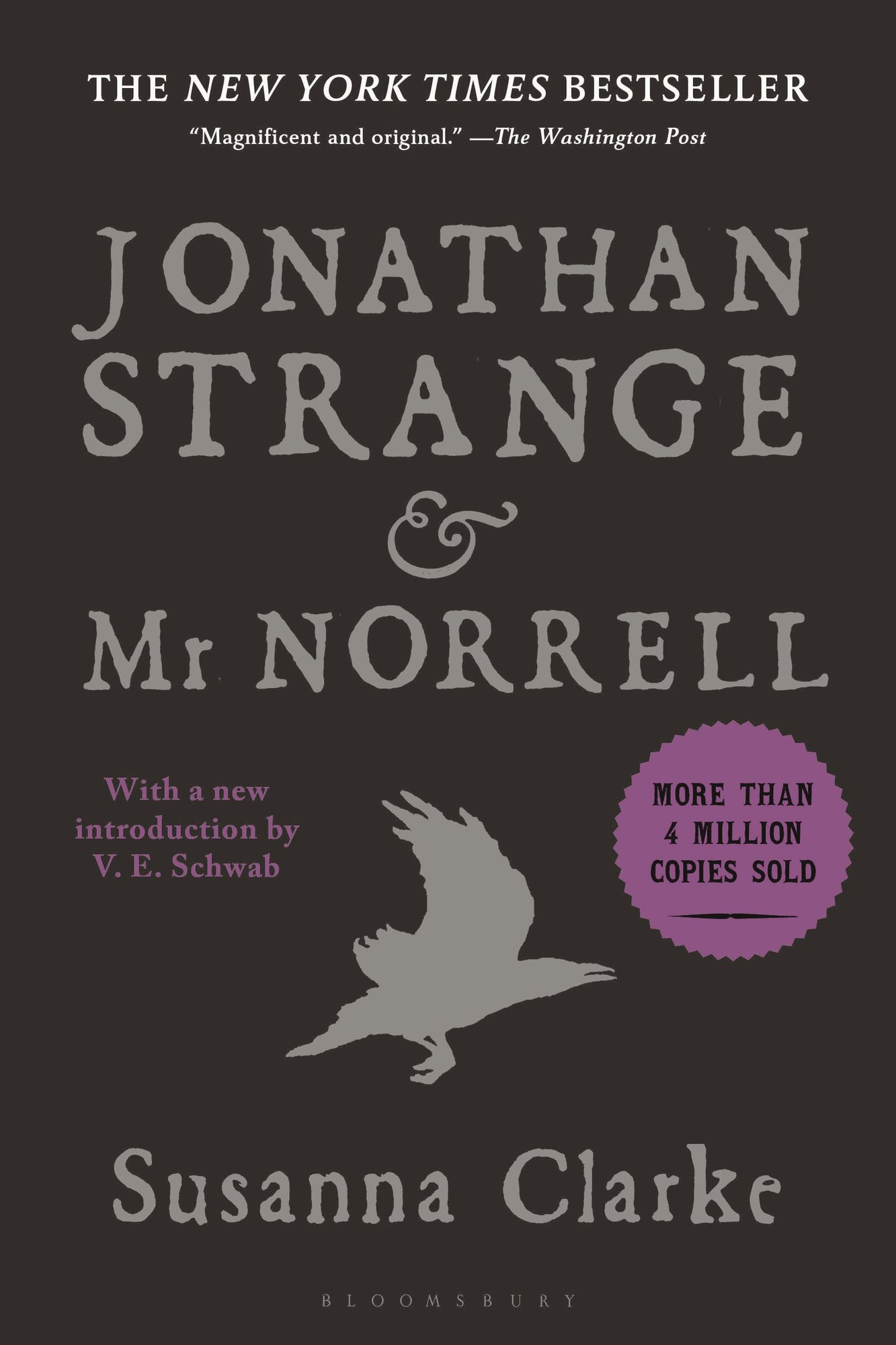 Jonathan Strange & Mr. Norrell by Susanna Clarke book cover depicting a gray crow against a black background.