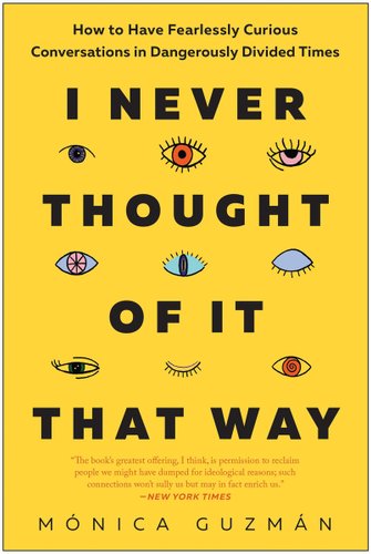 A solid yellow cover with many drawings of multicolored eyes around the title.