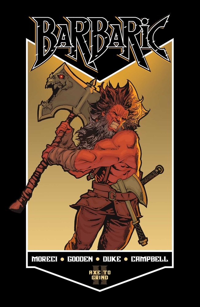Owen and Axe ready to attack as the cover of the second volume of Barbaric.