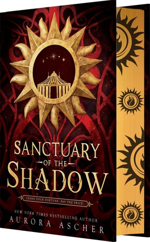 A dark red cover with a yellow sun. In the center of the sun is a circus tent.