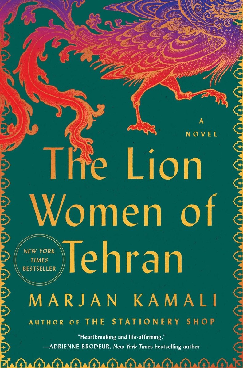 The Lion Women of Tehran by Marjan Kamali book cover featuring the bottom half of a large bird at the top.
