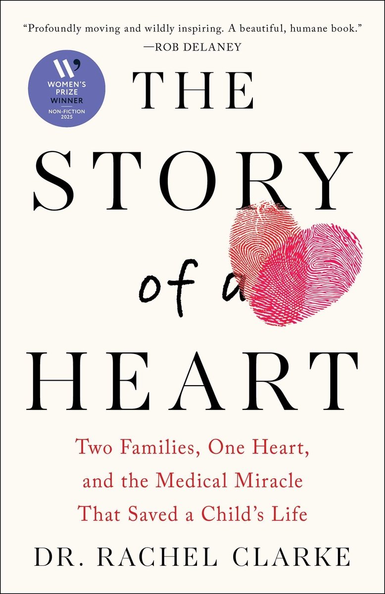 The Story of a Heart by Dr. Rachel Clarke, a nonfiction book cover depicting two, red thumbprints pushed together to form the shape of a heart, set against a cream background.