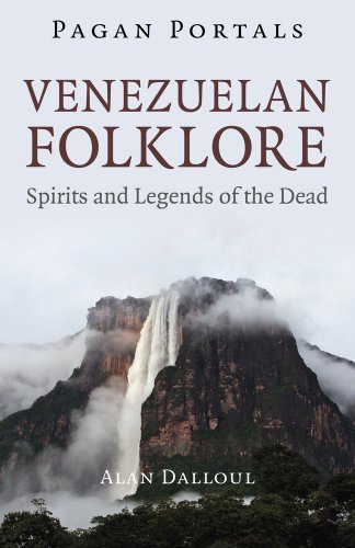 Venezuelan Folklore: Spirits and Legends of the Dead by Alan U. Dalul book cover. A large mountain with a tall waterfall.