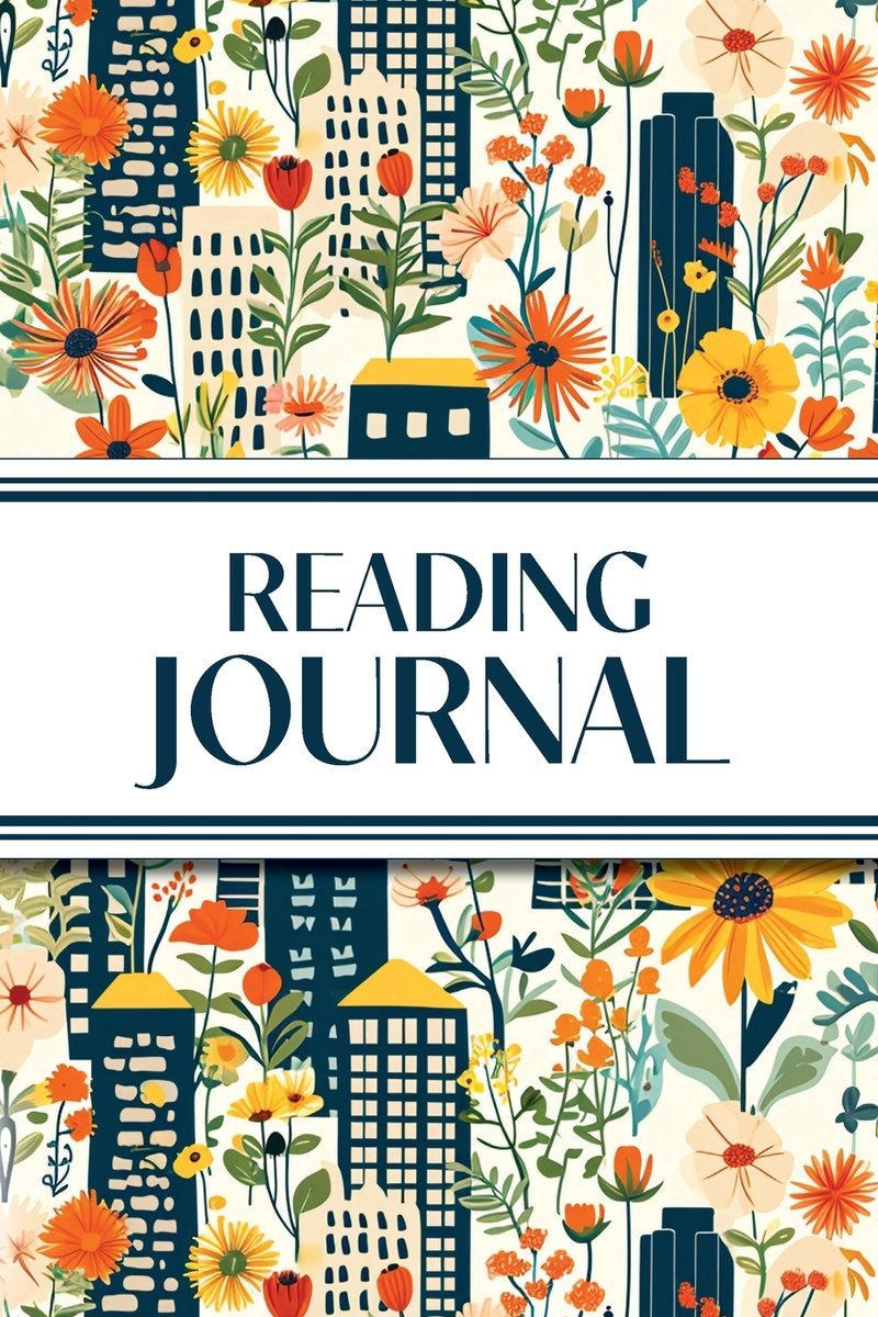 Reading Journal (Cozy Blue Cityscape with Yellow Sunflowers ...