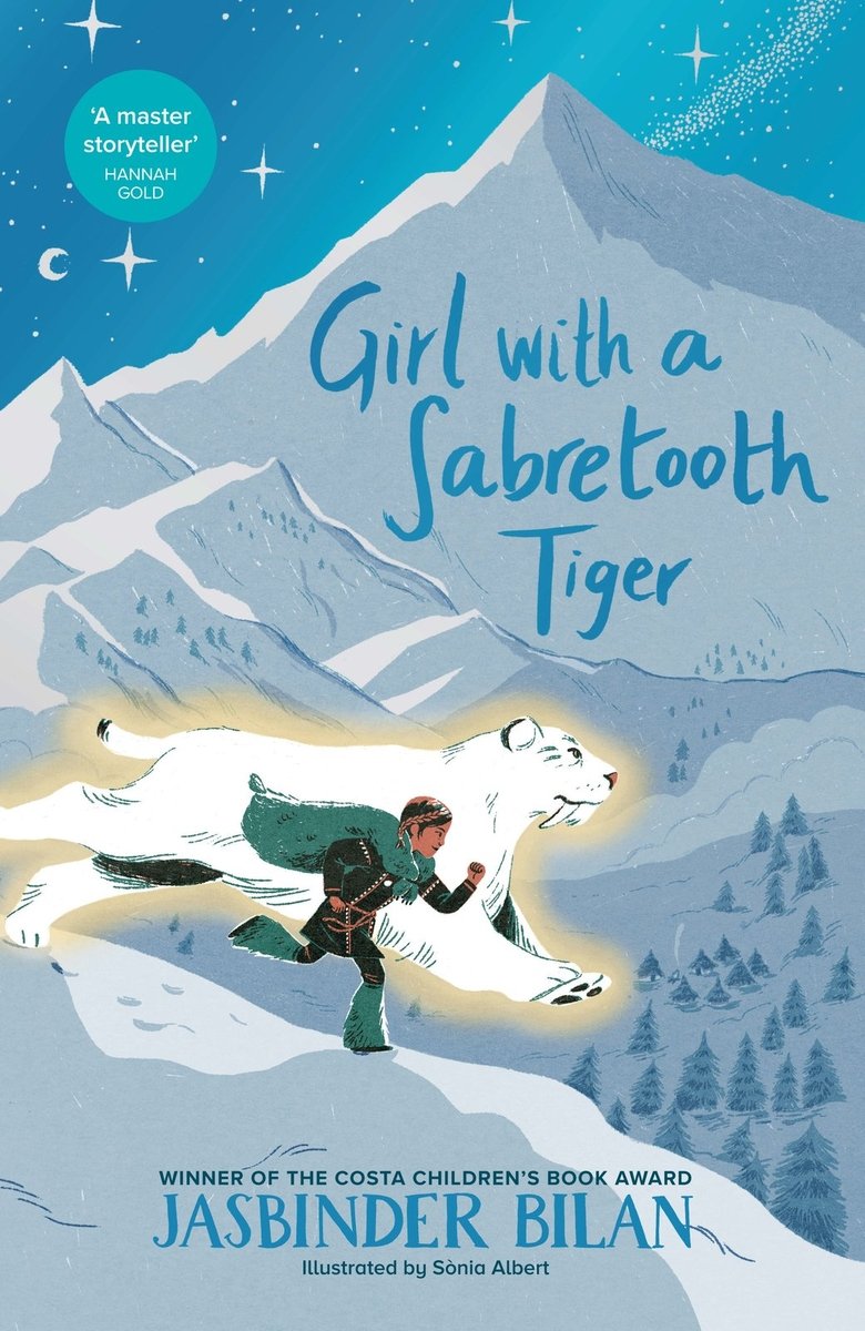 Front cover of Girl with a Sabretooth Tiger by Jasbinder Bilan, illustrated by Sonia Albert