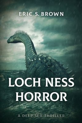 A large prehistoric creature faces away toward to the water. It's set against a dreary background. The author's name is above the creature in white letters. The title sits across the center in large, white letters.
