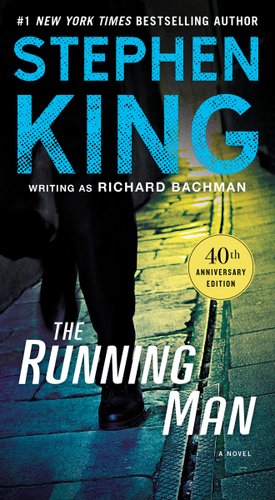 A man running down the street. the cover is waist down with the title "The Running Man"
