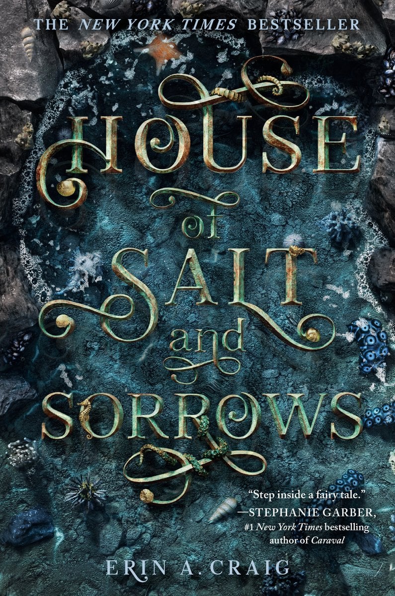 Cover of "House of Salt and Sorrows" by Erin A. Craig. The background is a tide pool with shells and octopus tentacles.