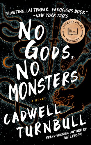 Images of a snake, fish, tiger, infinity symbol, and dagger are set as the background in black silhouette and rimmed in burnt orange. In the foreground, the title is in large, bold, white letters. The author's name sits below the title in large, bold, white letters.