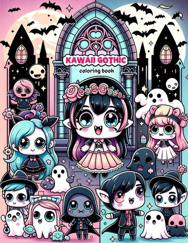 Kawaii Gothic Coloring book: Enter a Realm of Sweet Darkness with ...