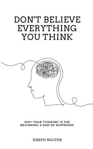 The outline of a head with squiggles to represent the brain sit against a white background. The squiggle lines swirl outside the outlined head. The title is at the top in black letters. The author's name is at the bottom in small black letters.